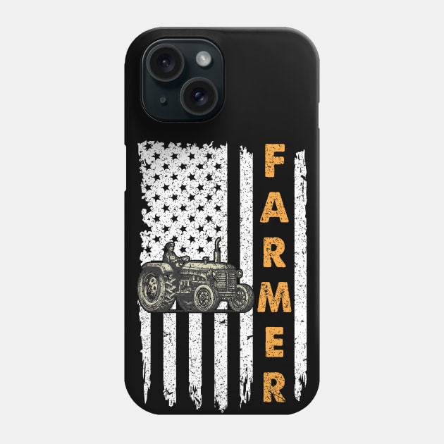 Farmer Tractor American Flag Phone Case by GRADEANT Store