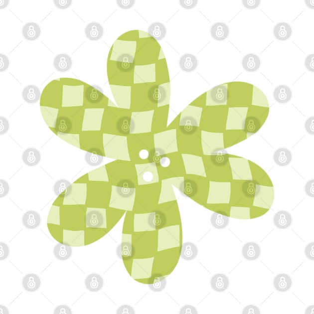 Checker Board Flower - lime green and pistachio by JuneNostalgia