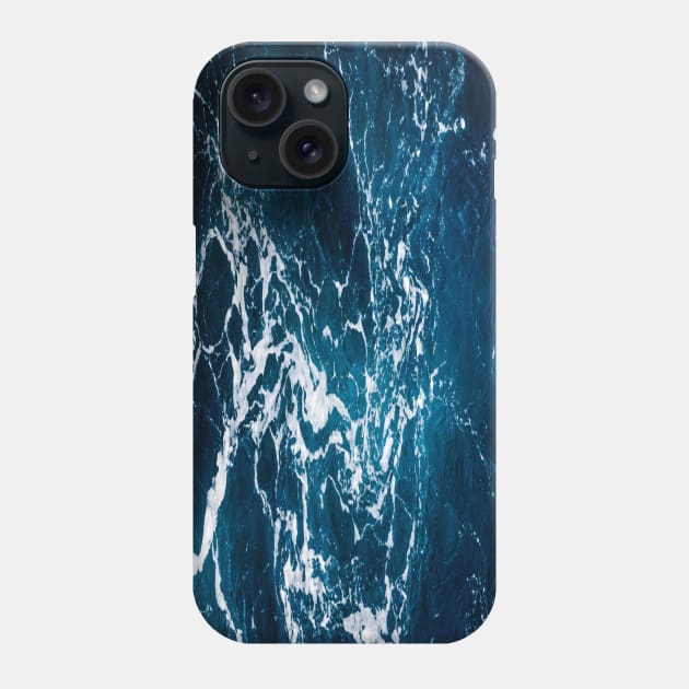 Wavy foamy dark blue sea water Aerial photograph waves ocean summer splash aqua Phone Case by PLdesign