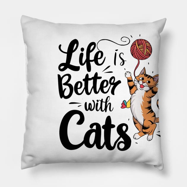 live is better with cats Pillow by alby store