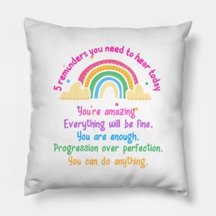 Cute Colorful Rainbow Inspirational Words Pillow