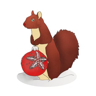 Squirrel Holding Christmas Ball Ornament T-Shirt