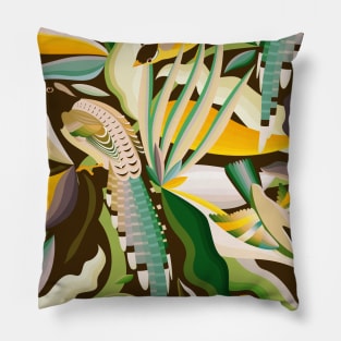 Tropical Birds and Green Plants in the Jungle Pillow