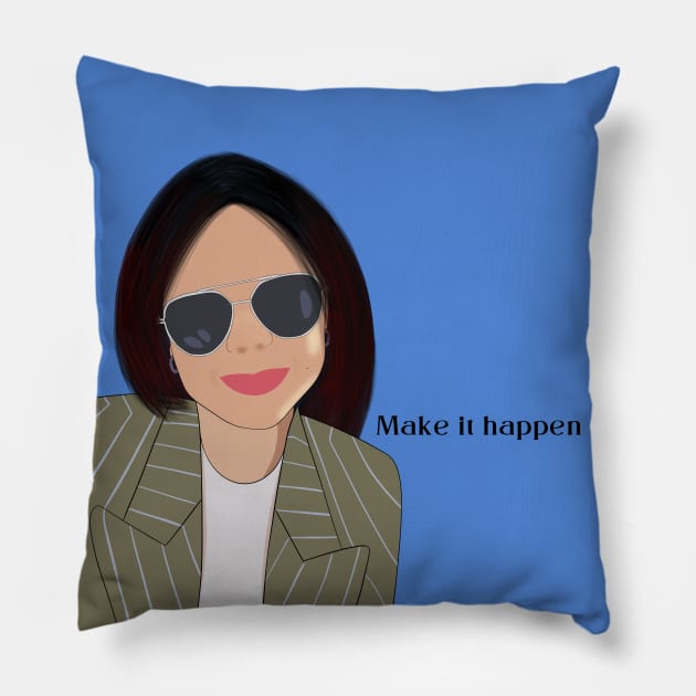 Make it happen Girl portrait Pillow by Diaverse Illustration