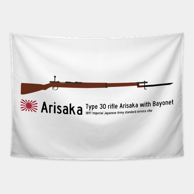 Arisaka Type 30 rifle Arisaka with bayonet historical 1897 Imperial Japanese Army standard service rifle black Tapestry by FOGSJ