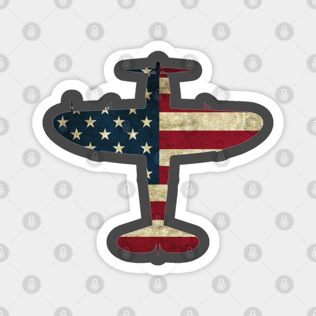 Retro USA Flag P-47 Thunderbolt Aircraft USAF Plane PilotWarbird Pilot Gift Magnet by stearman