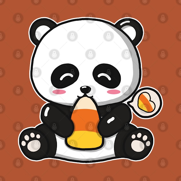 Cute Panda Eating Candy Corn by Luna Illustration