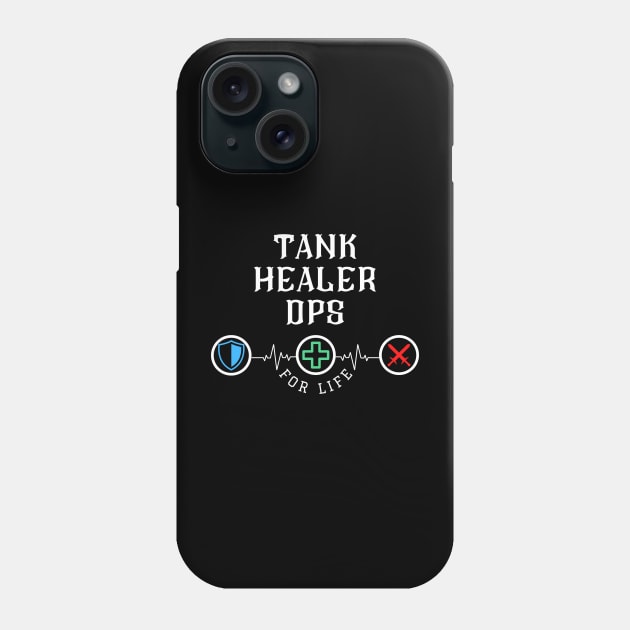 Tank Healer DPS for Life Heartbeat ECG Heart Line Design Roleplaying Game Phone Case by Onyxicca