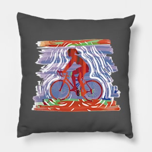 Vintage Mountain Bike Print Gift for Women Pillow