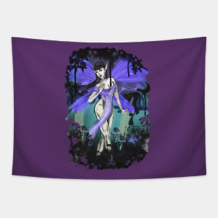 Undead Goth Fairy - Horror Fantasy Illustration Tapestry