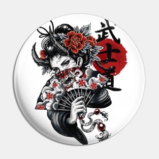 Japanese Popart Geisha Colorful Illustration Pin