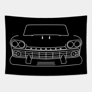 1959 AMC Rambler classic car white outline graphic Tapestry