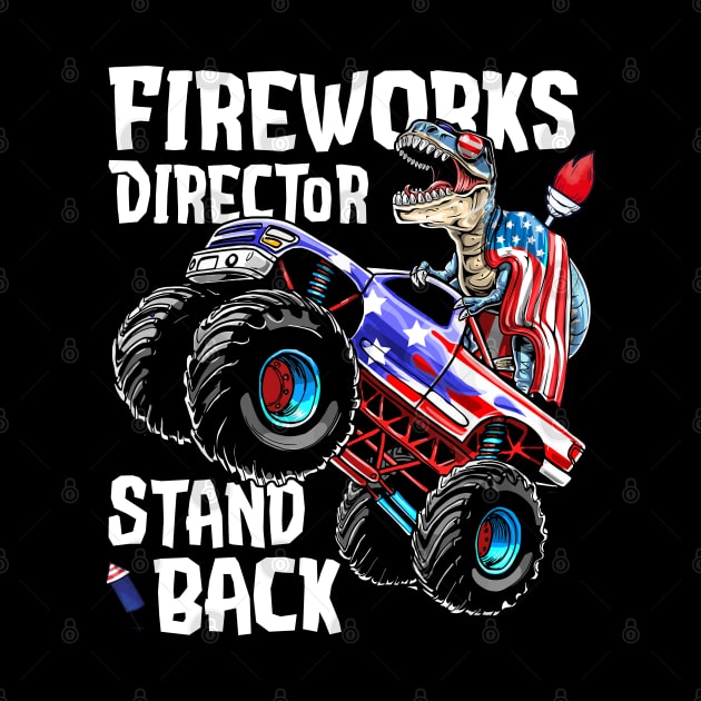 4th of July Fireworks Director T Rex Monster Truck Kids Boys by reginaturner