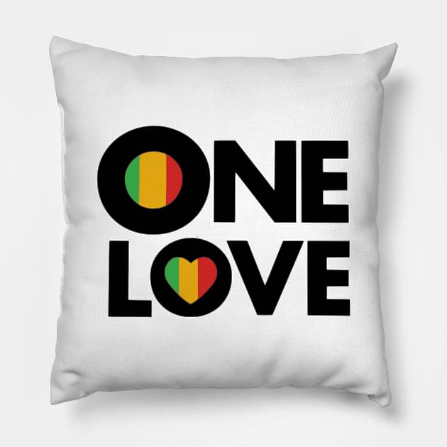 One Love Reggae Rasta Colors Jamaican Pillow by Yaad Man