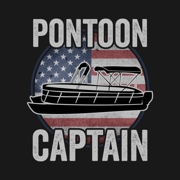 Pontoon Captain Funny Pontoon Boat USA American Flag by Visual Vibes