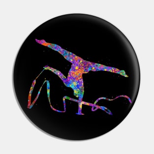 Rhythmic gymnastics ribbon watercolor art Pin