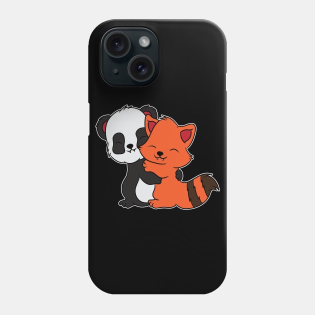 Cute Red Panda Hugging Black Panda Babies Phone Case by TheOptimizedCreative