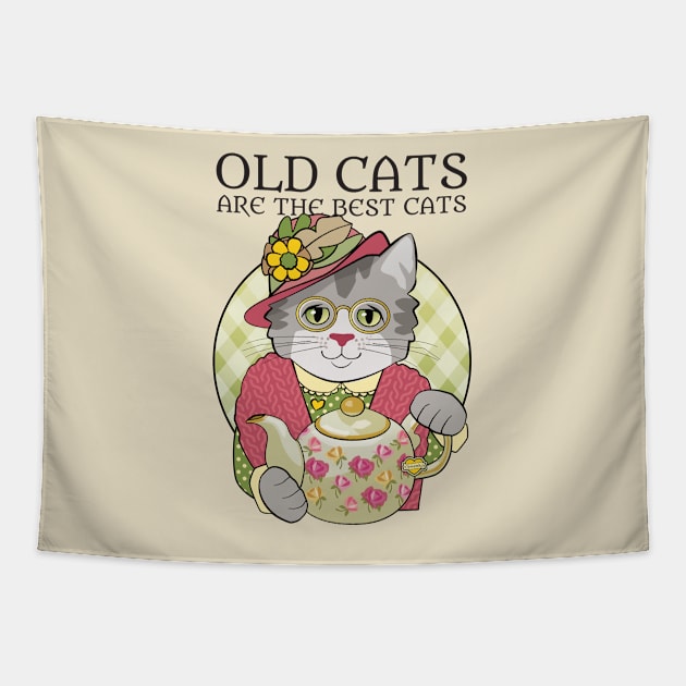 Old Cats are the Best Cats Tapestry by Sue Cervenka