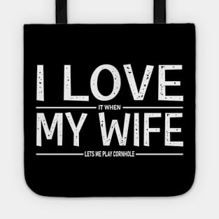 Cool Cornhole Art For Men Dad Love My Wife Husband Corn Hole Tote