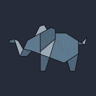 Blue Abstract Geometric Elephant T-Shirt