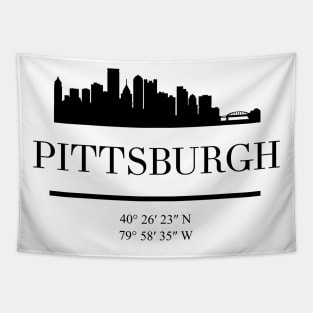 PITTSBURGH PENNSYLVANIA BLACK SILHOUETTE SKYLINE ART Tapestry