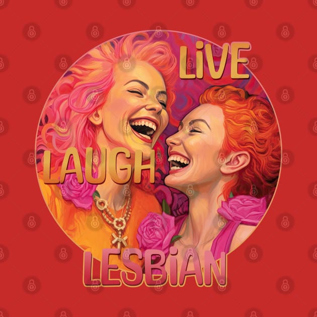 Live Laugh Lesbian Orange and Pink Design by DanielLiamGill