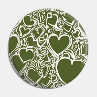 Heart Olive Green Shadow Silhouette Anime Style Collection No. 240 Pin