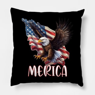 Vintage Eagle American Flag USA Flag 4th of july Merica Pillow