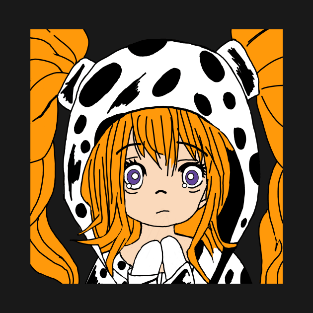 Anime girl hottie with Cow print hoodie by TinymommaDesigns