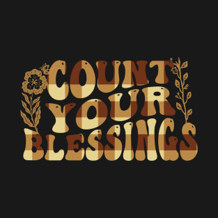 Count your Blessings-Vintage Fall Plaid Thanksgiving T-Shirt