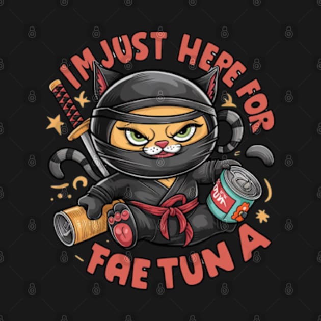 One design features a sneaky ninja cat with a katana in one hand and a can of tuna in the other. (3) by YolandaRoberts