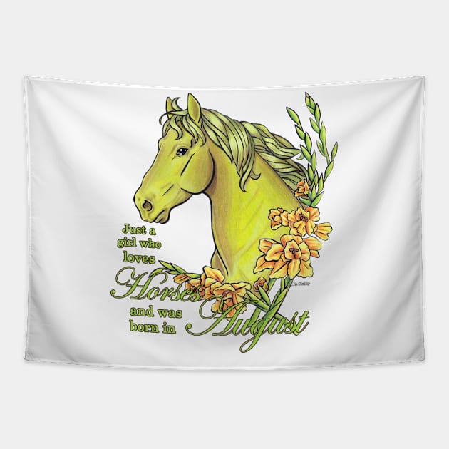 Girl Who Loves Horses Born in August Tapestry by lizstaley