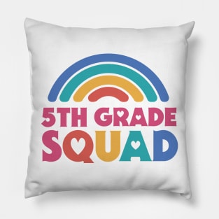 Cute School Teacher 5th Grade Squad with Retro Rainbow and Hearts Pillow