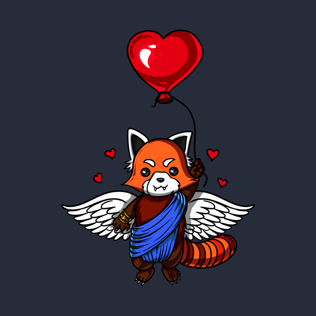 Red Panda Bear Love Heart Balloon Valentines Day by underheaven