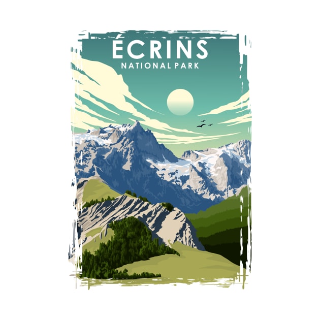 Ecrins National Park France Travel Poster by jornvanhezik