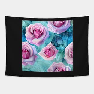 Watercolor rose pattern design Tapestry