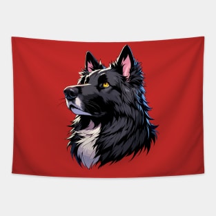 Stunning and Cool Belgian Tervuren Monochrome and Gold Portrait for Father's Day Tapestry