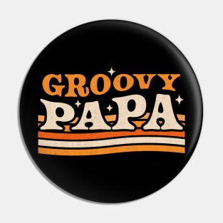 Groovy Papa 1970's Hippie Retro Vintage Fathers Day Pin