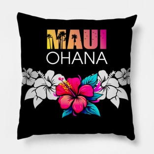 Maui Hawaii: Ohana (Family) on a Dark Background Pillow