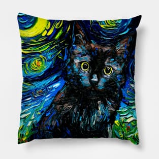 Black Cat Night 3 (close up version) Pillow