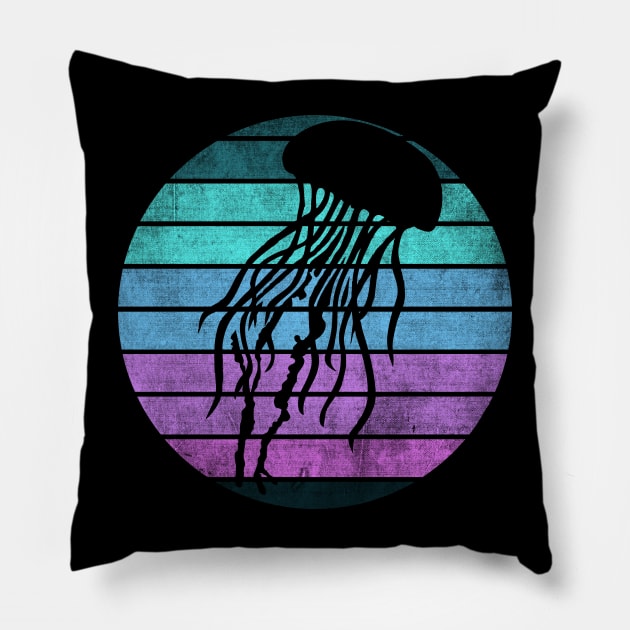 Cheese Jellyfish Vintage Sunset Pillow by GypsyBluegrassDesigns