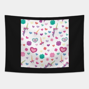 Unicorn gifts, hearts and flowers Tapestry