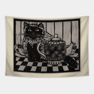 Tea Time with Kitty Tapestry