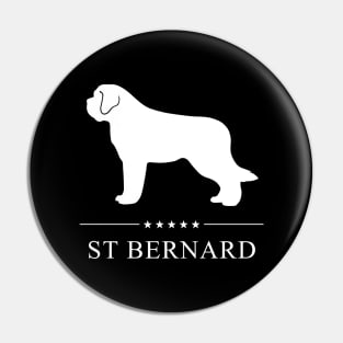 St Bernard Dog White Silhouette Pin