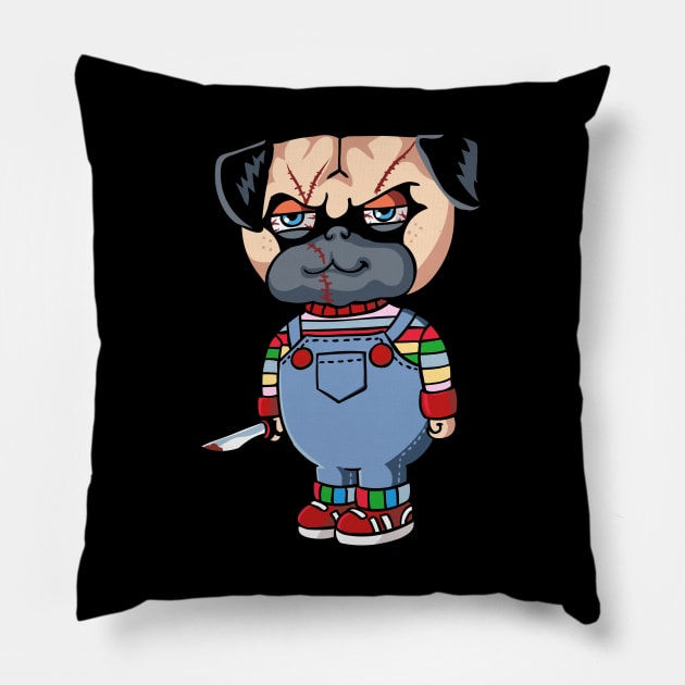 Pug Good Boy Pillow by huebucket