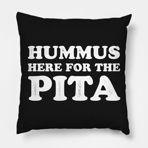 Hummus Here For The Pita Funny Pun Pillow by BraaiNinja