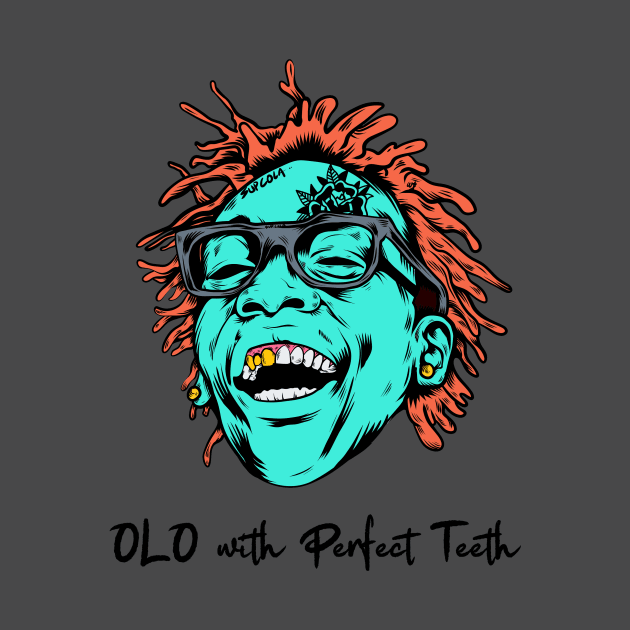 Cool laugh out loud dude with perfect teeth illustration by slluks_shop