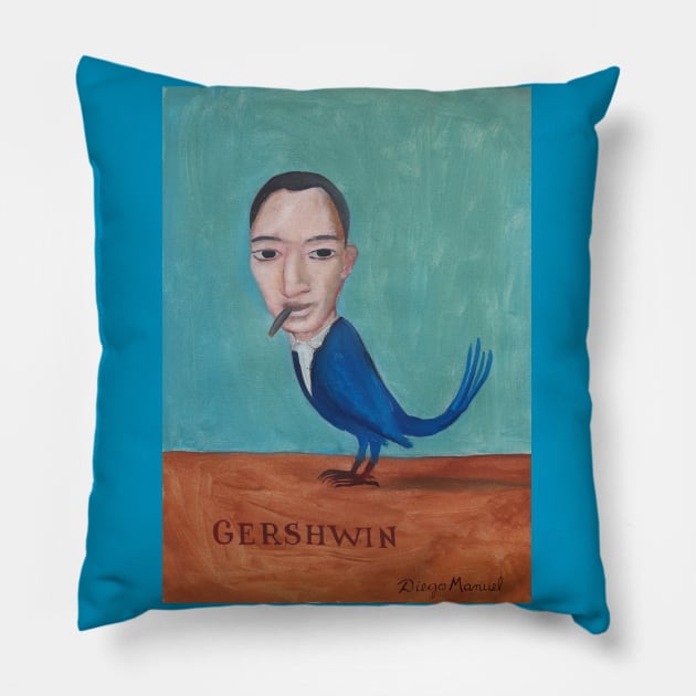 Gershwin bird Pillow by diegomanuel