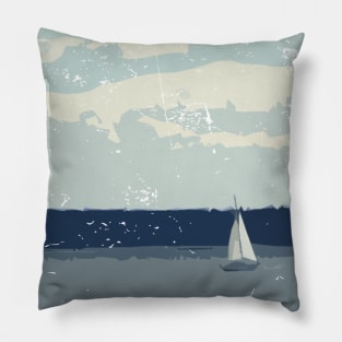 Lispe Impressionist Style Sailboat on Calm Waters Pillow