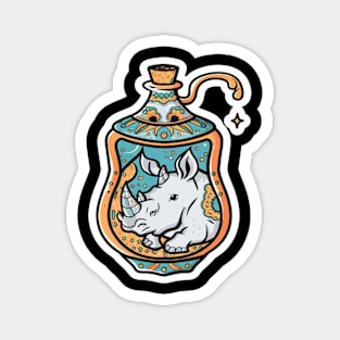 Funny Rhino in a Genie Bottle Magnet